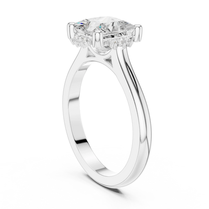 Back side view of white gold princess cluster ring with lab-grown diamond 鈥?Australia