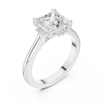Front view of white gold princess cluster ring with lab-grown diamond 鈥?Australia