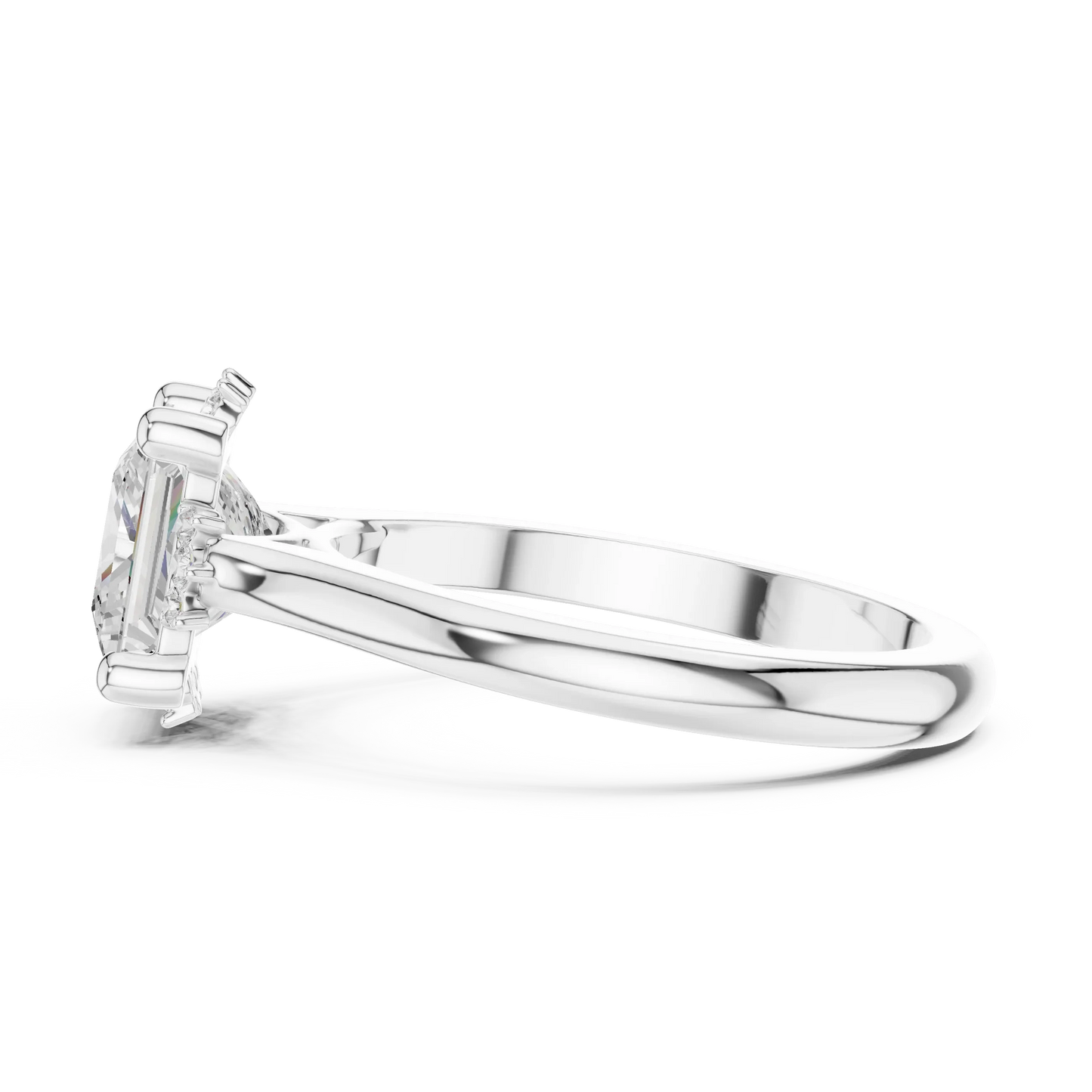 Side view of white gold princess cluster ring with lab-grown diamond 鈥?Australia