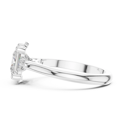 Side view of white gold princess cluster ring with lab-grown diamond 鈥?Australia