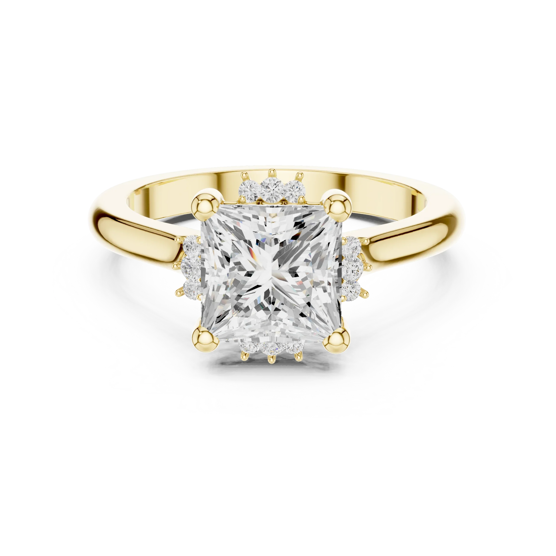 Princess cluster ring in yellow gold with lab-grown diamond 鈥?Australia