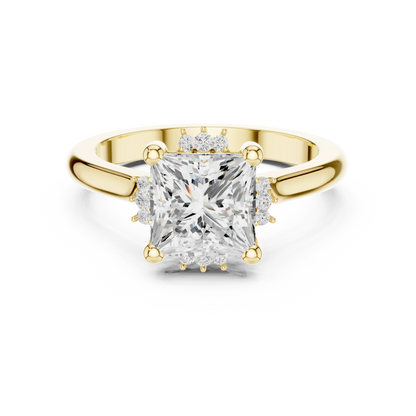 Princess cluster ring in yellow gold with lab-grown diamond 鈥?Australia