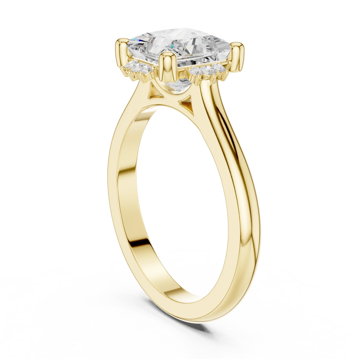 Back side view of yellow gold princess cluster ring with lab-grown diamond 鈥?Australia