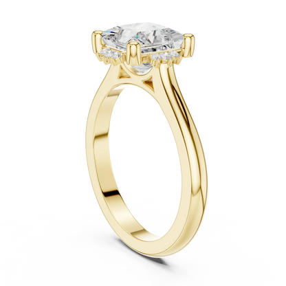 Back side view of yellow gold princess cluster ring with lab-grown diamond 鈥?Australia