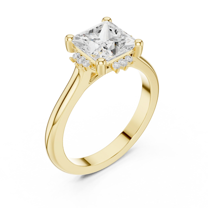 Front view of yellow gold princess cluster ring with lab-grown diamond 鈥?Australia