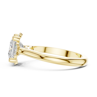 Side view of yellow gold princess cluster ring with lab-grown diamond 鈥?Australia