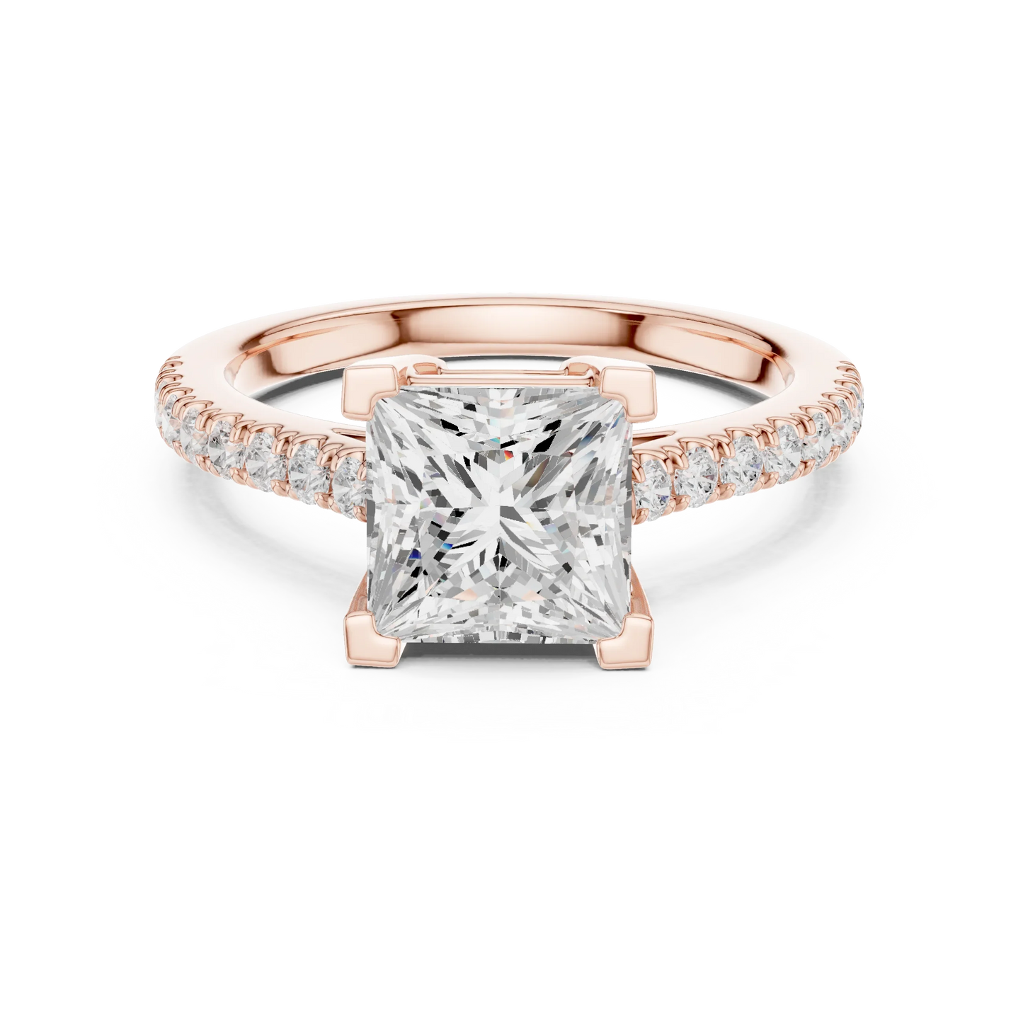 Lab-grown princess diamond pavé band ring in rose gold