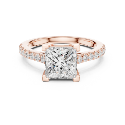 Lab-grown princess diamond pavé band ring in rose gold