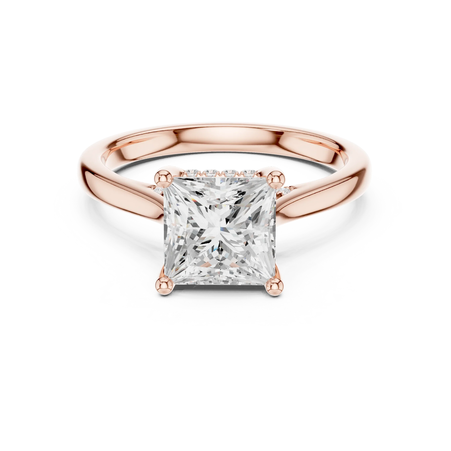 Princess solitaire ring in rose gold with plain domed band and lab-grown diamond – Australia