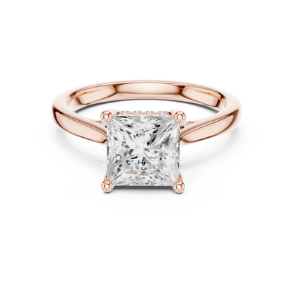 Princess solitaire ring in rose gold with plain domed band and lab-grown diamond – Australia