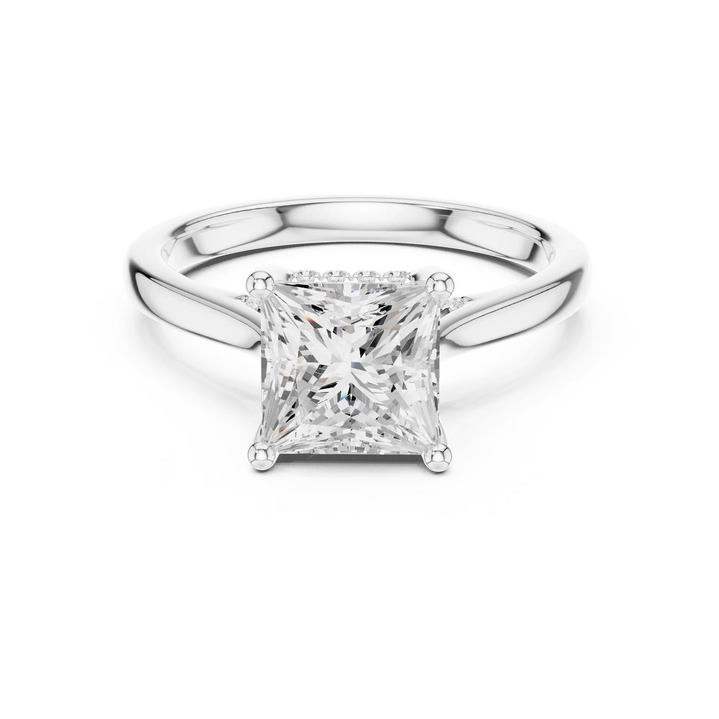Princess solitaire ring in white gold with plain domed band and lab-grown diamond – Australia