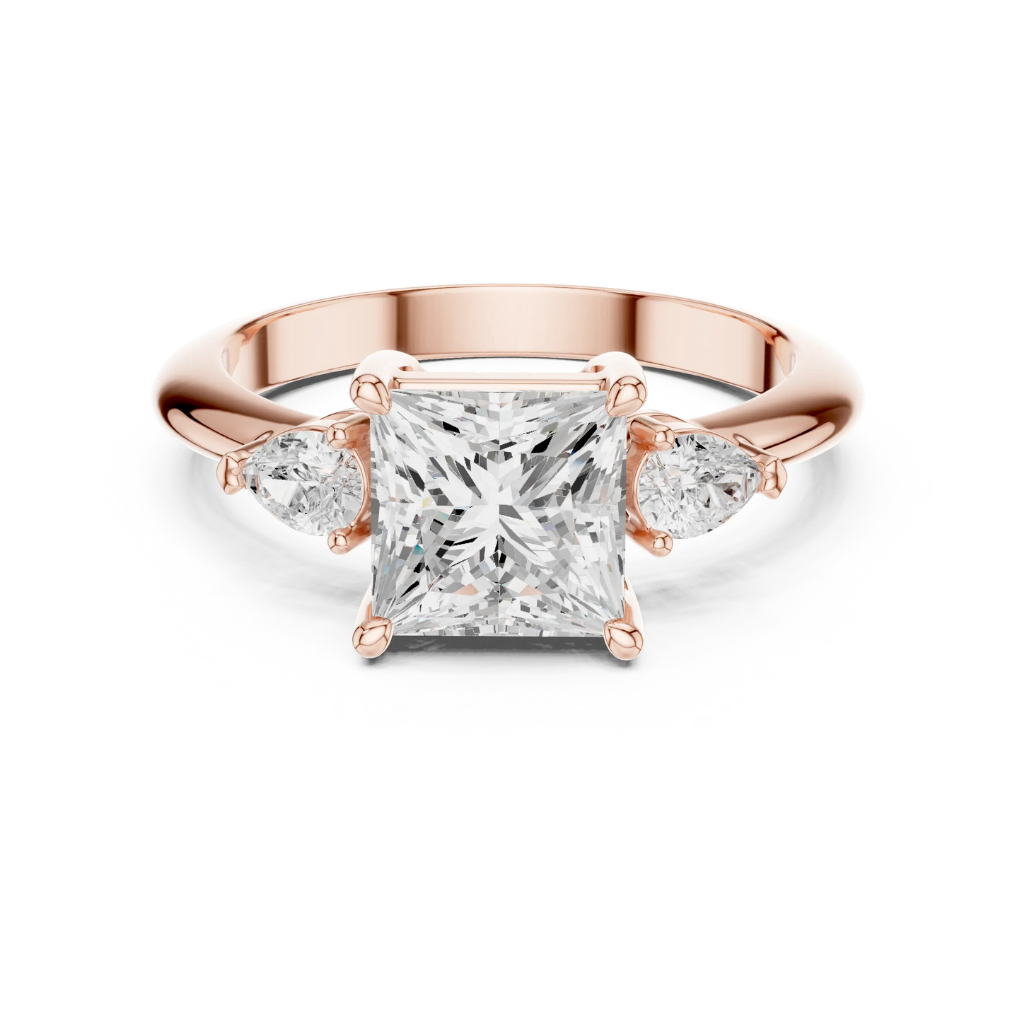 Royale Elegant Princess Diamond Three-Stone Ring
