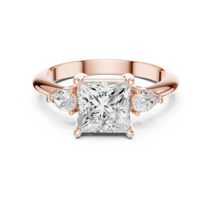 Royale Elegant Princess Diamond Three-Stone Ring