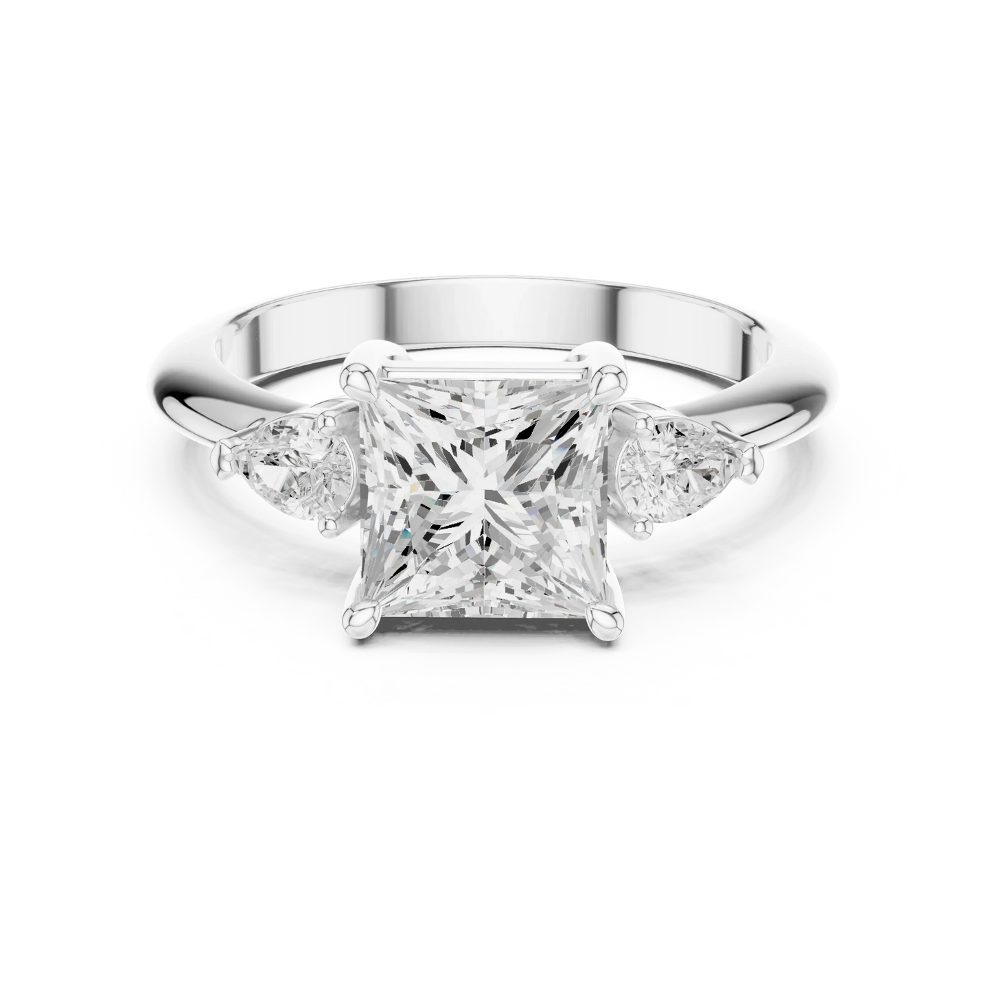 Royale Elegant Princess Diamond Three-Stone Ring