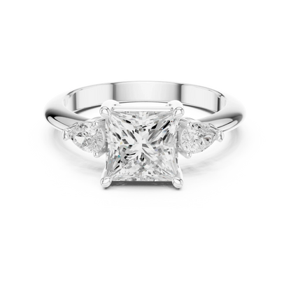 Royale Elegant Princess Diamond Three-Stone Ring
