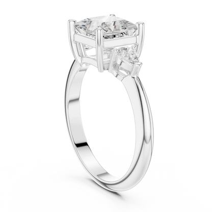 Royale Elegant Princess Diamond Three-Stone Ring