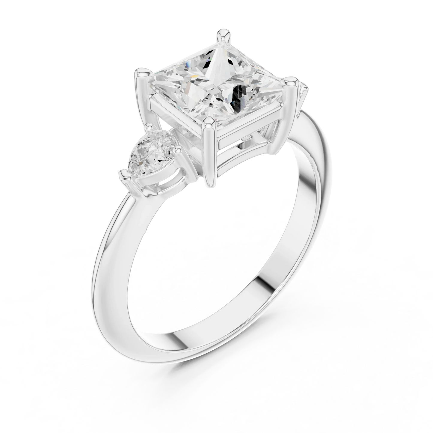 Royale Elegant Princess Diamond Three-Stone Ring