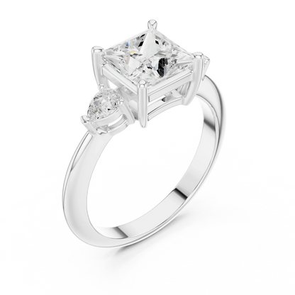 Royale Elegant Princess Diamond Three-Stone Ring