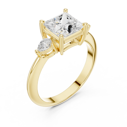 Royale Elegant Princess Diamond Three-Stone Ring