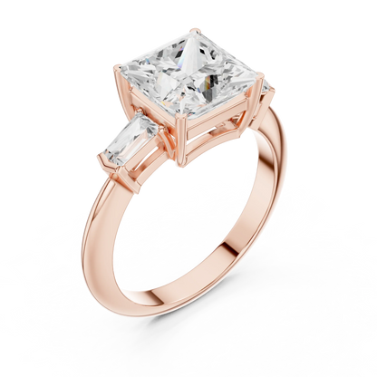 Empress Princess Diamond Three-Stone Ring