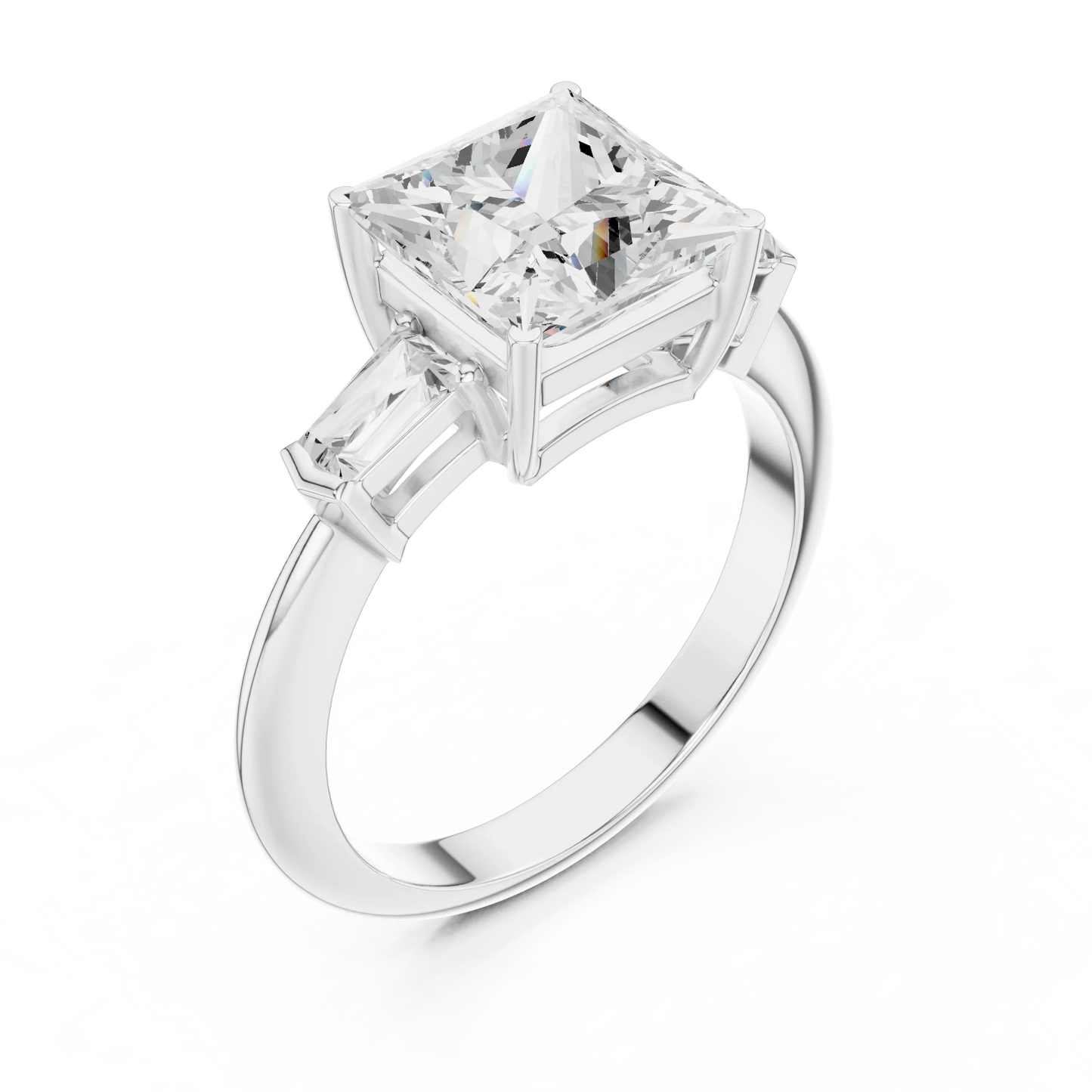 Empress Princess Diamond Three-Stone Ring