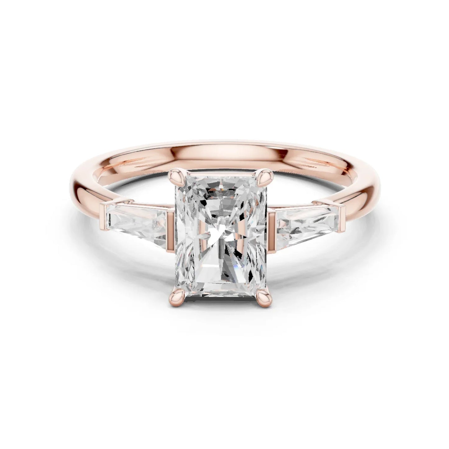 Radiant Three Stone Ring