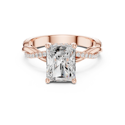 Radiant diamond ring in rose gold with twisted vine pave band and lab-grown diamond – Australia
