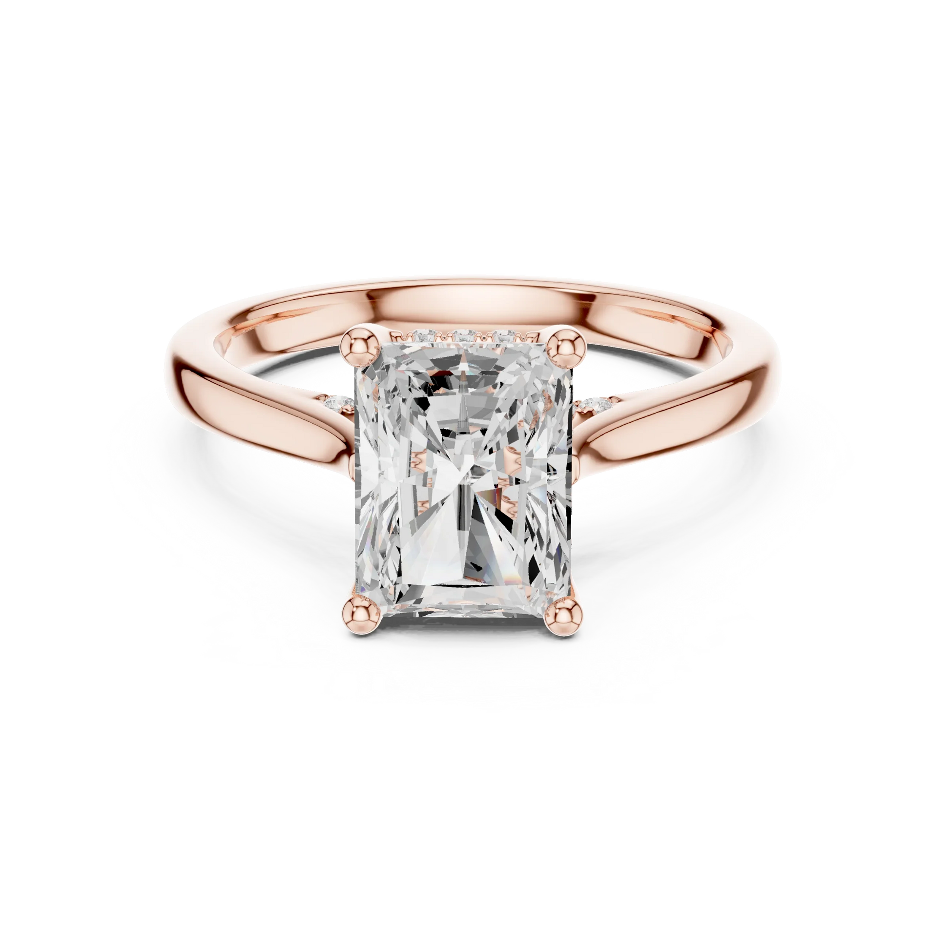 Radiant solitaire ring in rose gold with plain domed band and lab-grown diamond – Australia