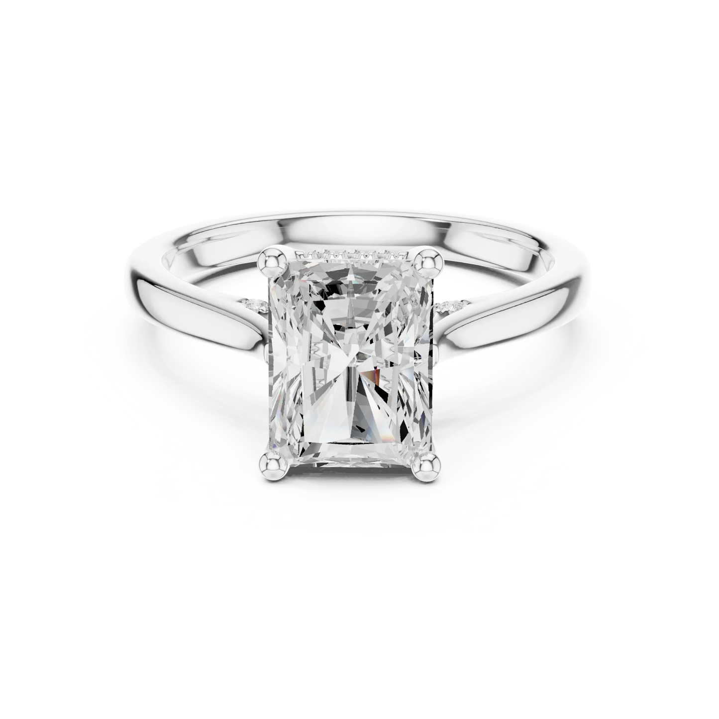 Radiant solitaire ring in white gold with plain domed band and lab-grown diamond – Australia