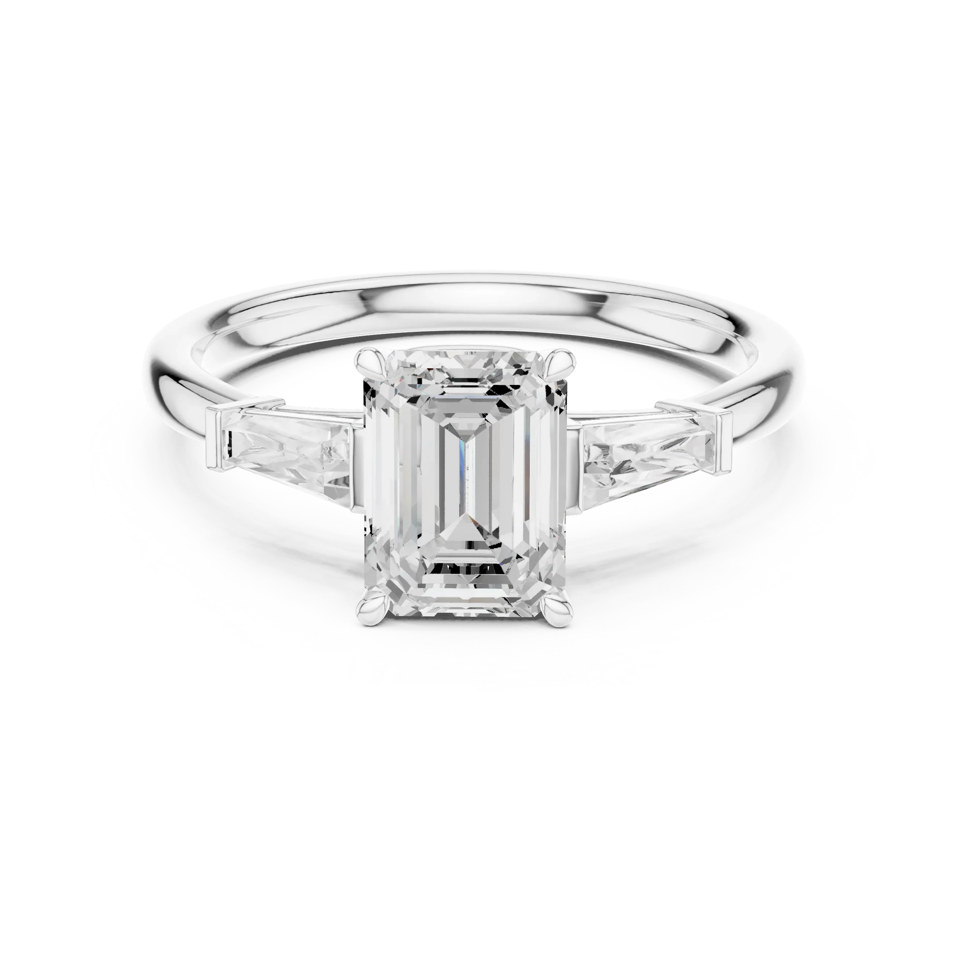 Regal trinity emerald diamond ring in white gold with lab-grown diamonds – Australia