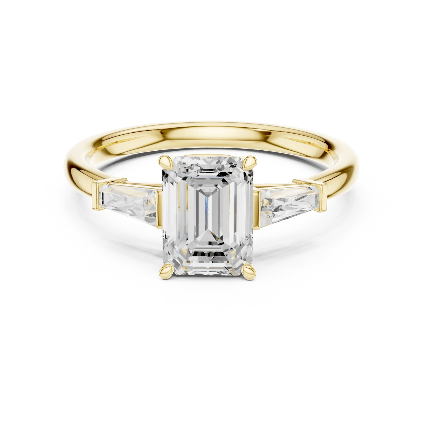 Regal trinity emerald diamond ring in yellow gold with lab-grown diamonds – Australia