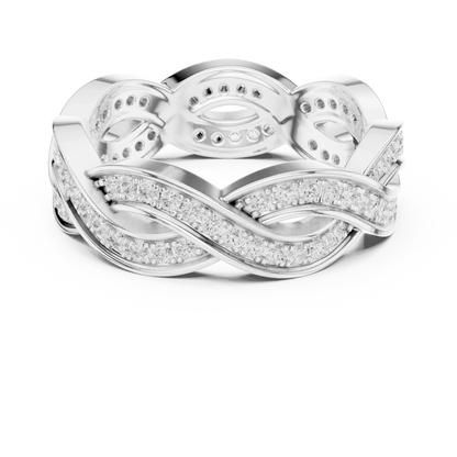 Round brilliant braided infinity eternity band with lab-grown diamonds in white gold, elegant and timeless design, Australia collection