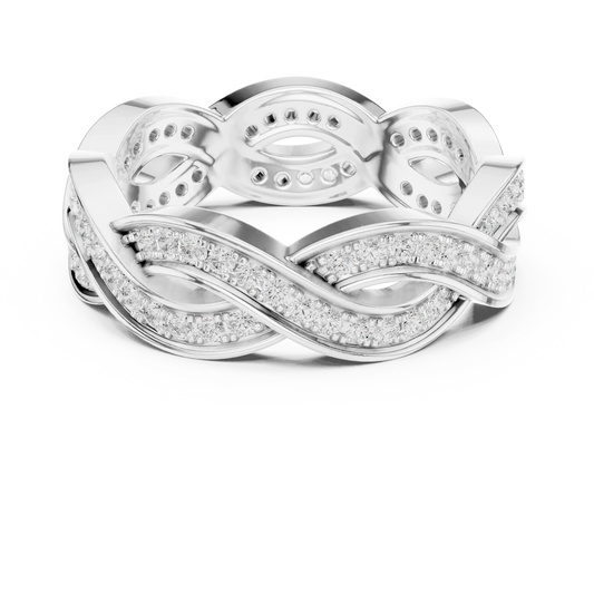 Round brilliant braided infinity eternity band with lab-grown diamonds in white gold, elegant and timeless design, Australia collection