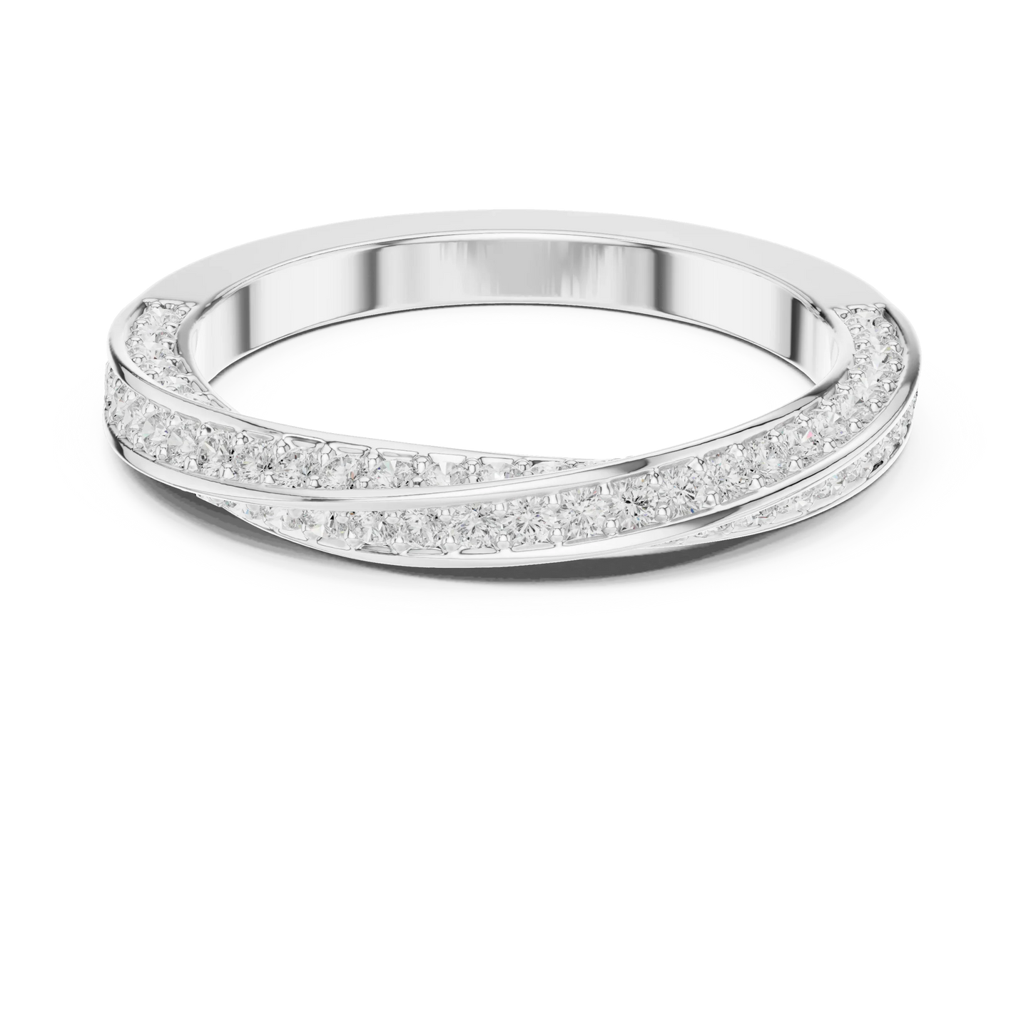 Round brilliant crossover twist pav茅 eternity band with lab-grown diamonds in white gold, elegant and modern design, Australia collection