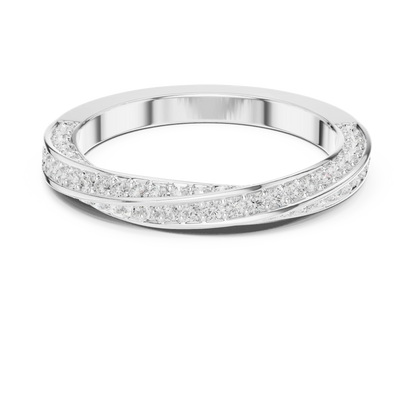 Round brilliant crossover twist pav茅 eternity band with lab-grown diamonds in white gold, elegant and modern design, Australia collection
