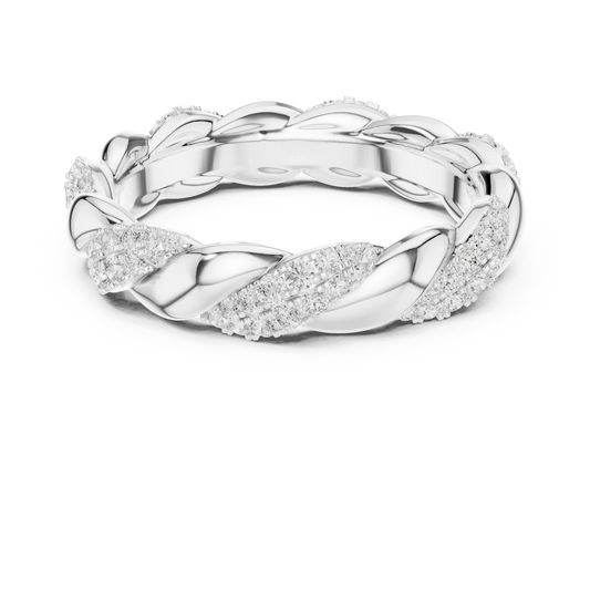 Round brilliant twisted rope pav茅 eternity band with lab-grown diamonds in white gold, elegant and modern design, Australia collection