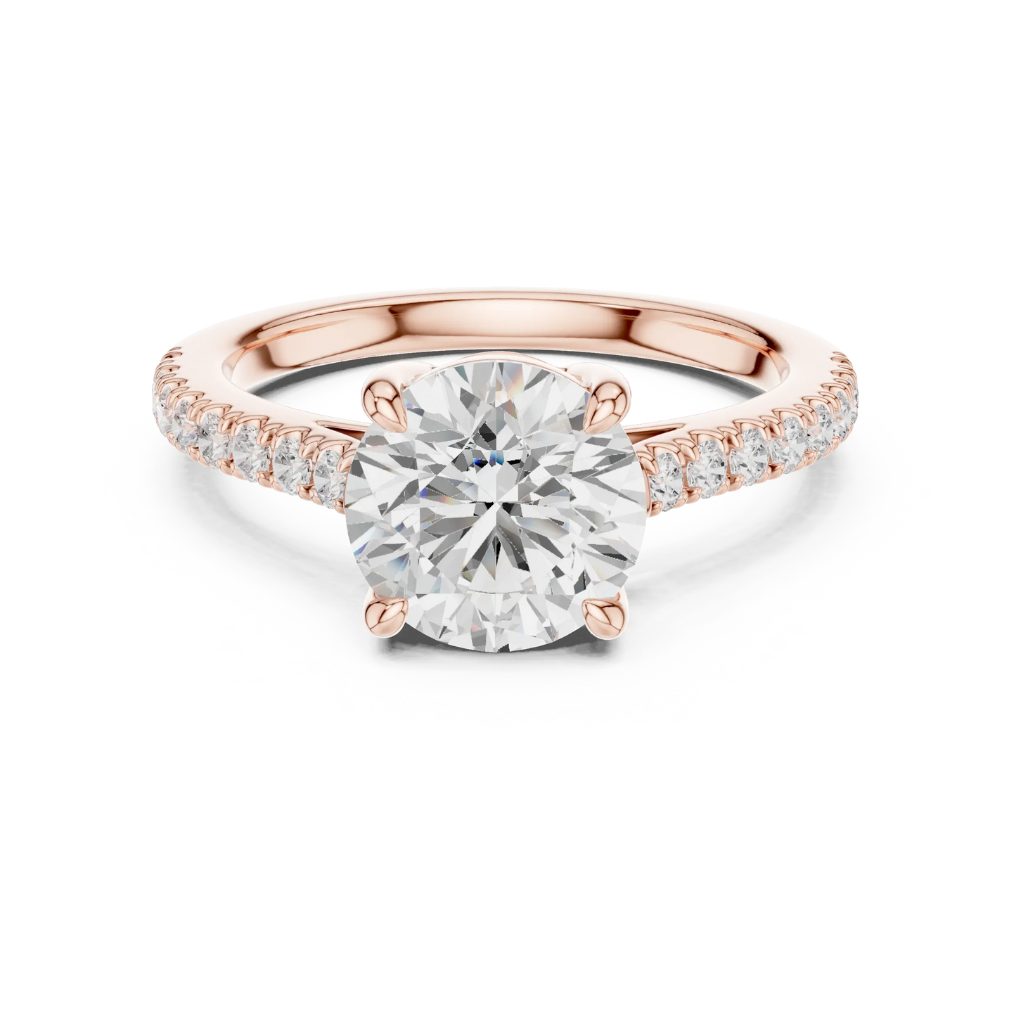 Lab-grown round diamond pavé band ring in rose gold