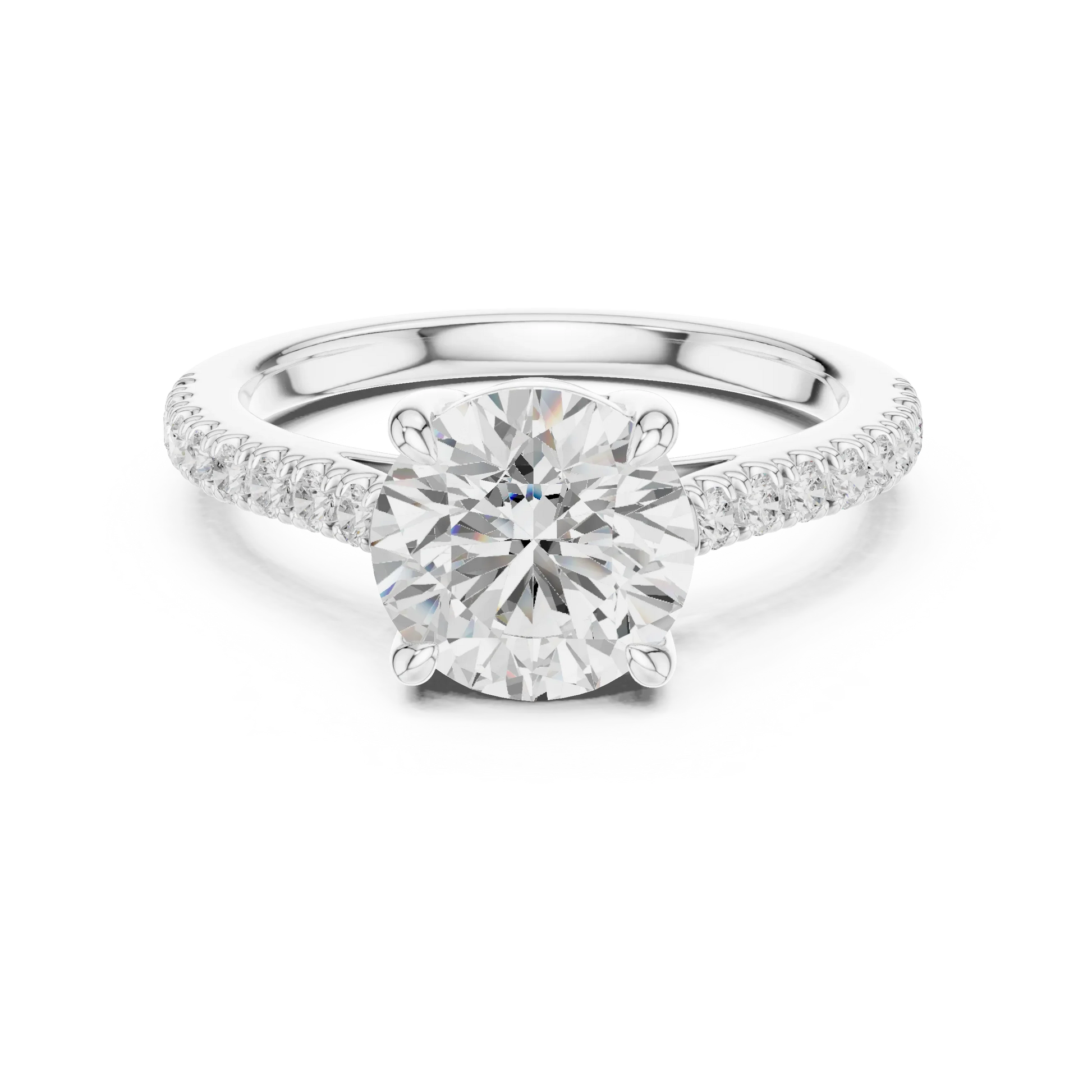 Lab-grown round diamond pavé band ring in white gold