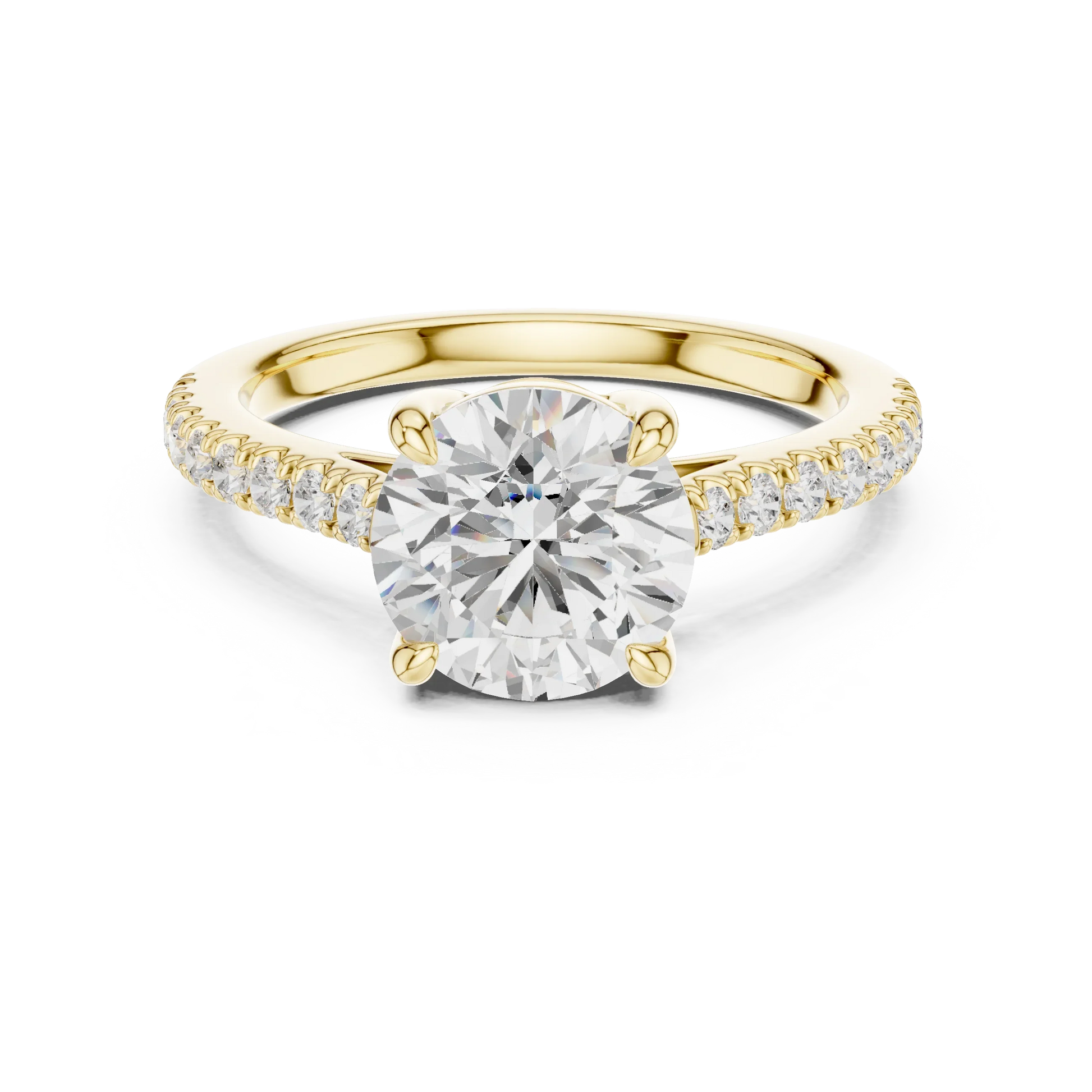 Lab-grown round diamond pavé band ring in yellow gold
