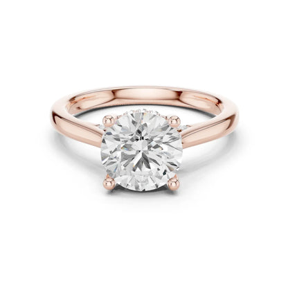 Round solitaire ring in rose gold with plain domed band and lab-grown diamond – Australia