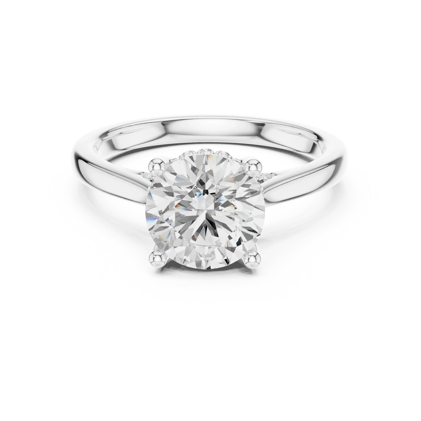 Round solitaire ring in white gold with plain domed band and lab-grown diamond – Australia