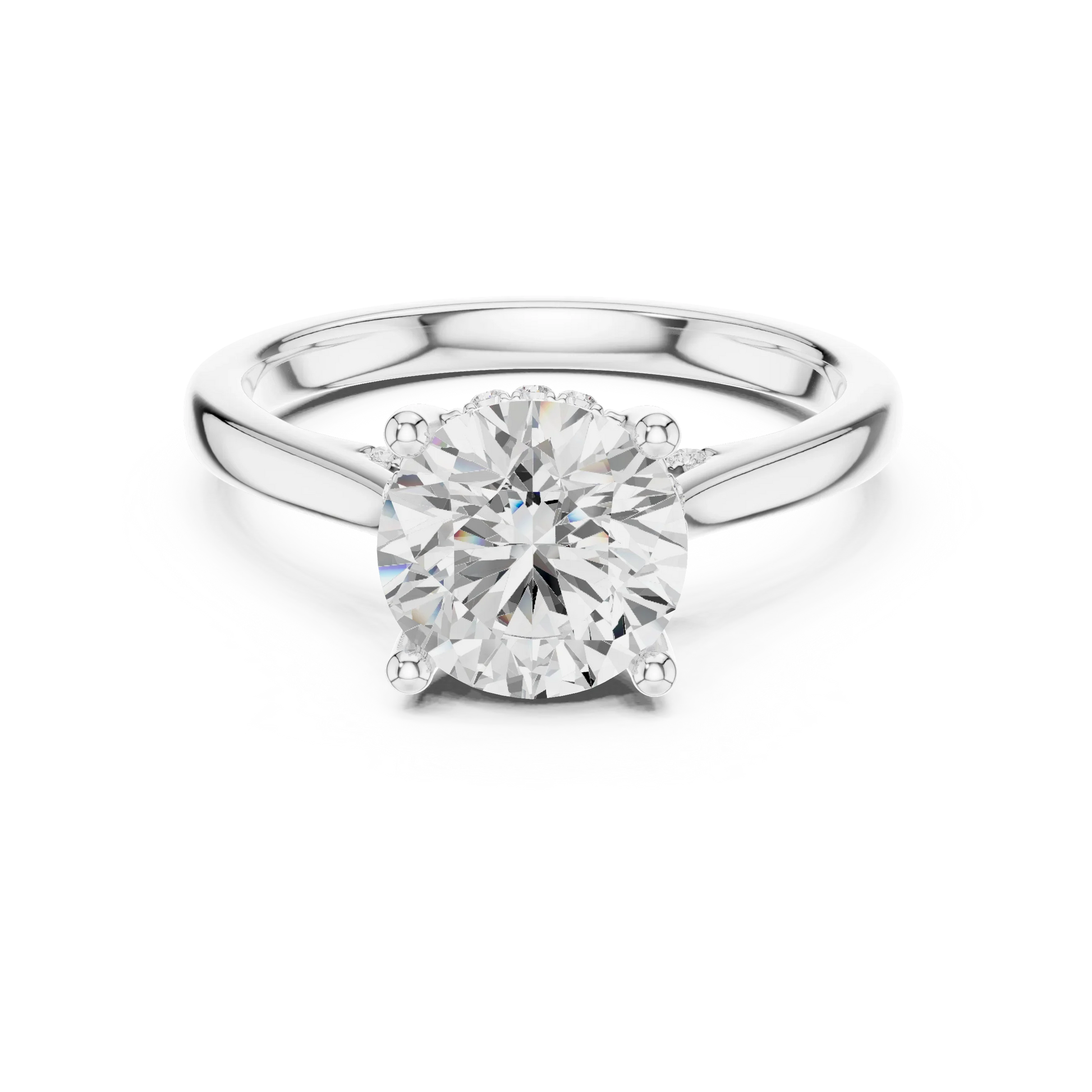 Round solitaire ring in white gold with plain domed band and lab-grown diamond – Australia