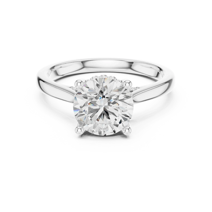 Round solitaire ring in white gold with plain domed band and lab-grown diamond – Australia