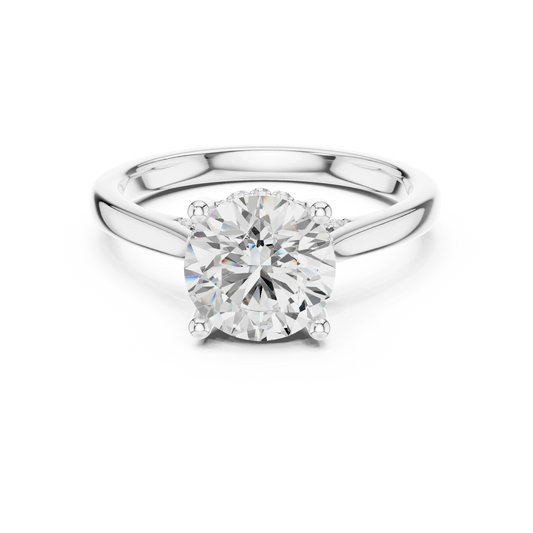 Round solitaire ring in white gold with plain domed band and lab-grown diamond – Australia