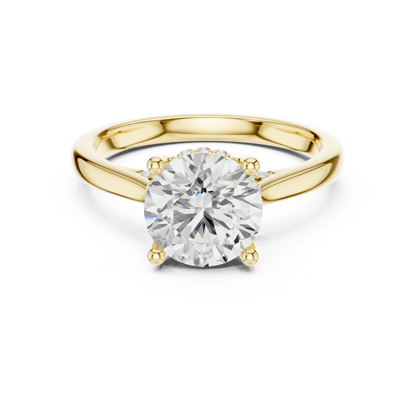 Round solitaire ring in yellow gold with plain domed band and lab-grown diamond – Australia