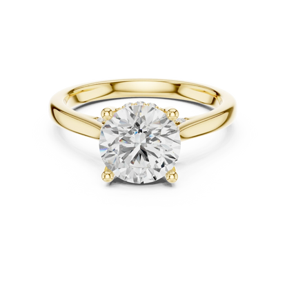 Round solitaire ring in yellow gold with plain domed band and lab-grown diamond – Australia