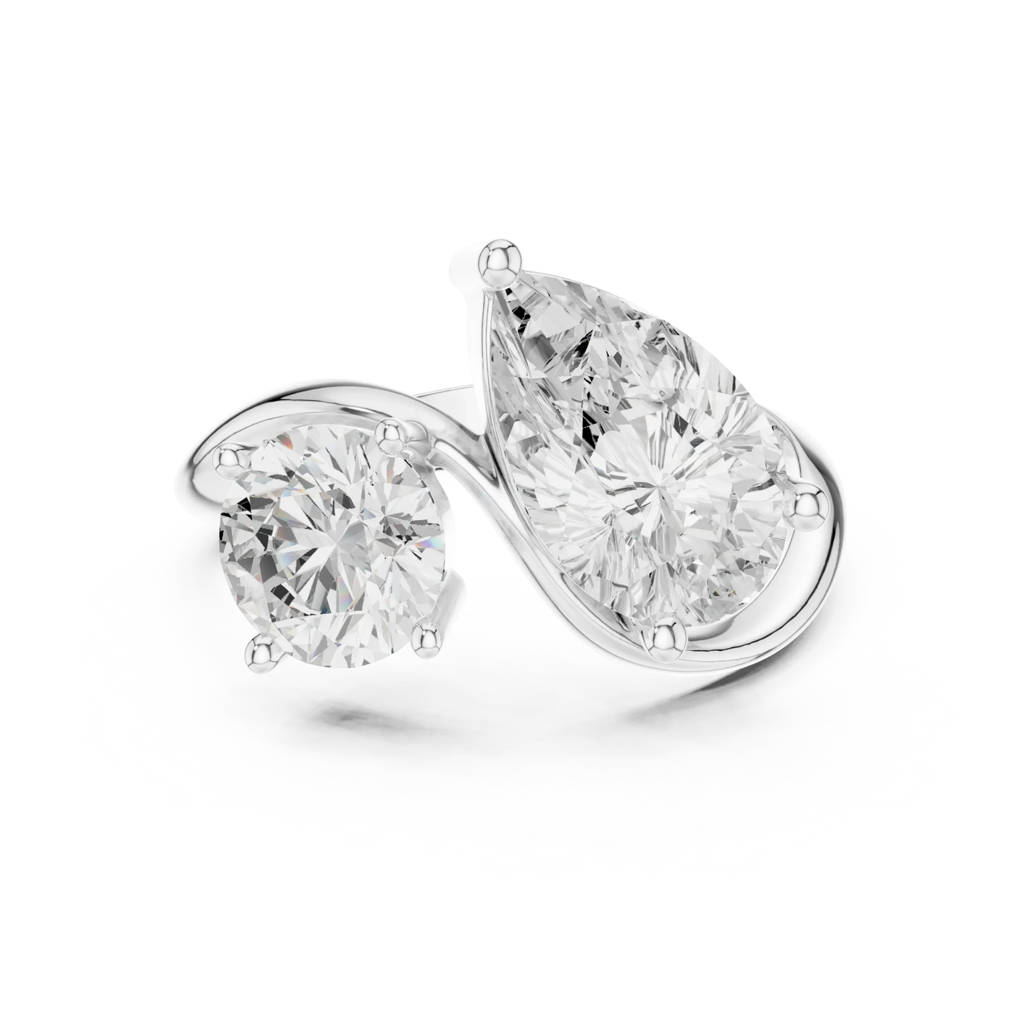 Round & Pear Diamond Bypass Ring