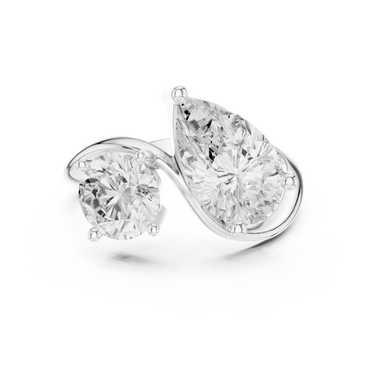 Round & Pear Diamond Bypass Ring