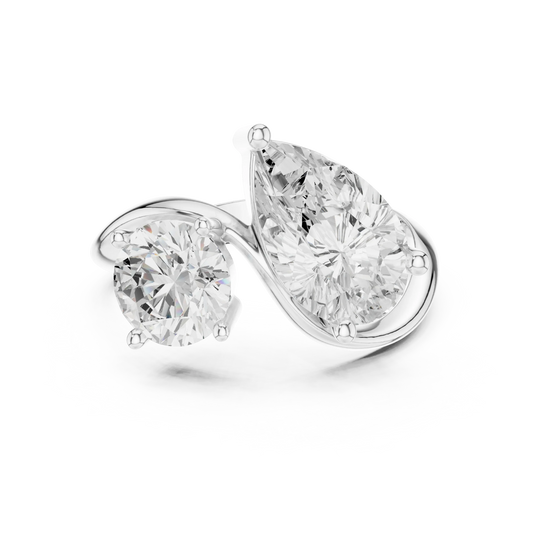 Round & Pear Diamond Bypass Ring