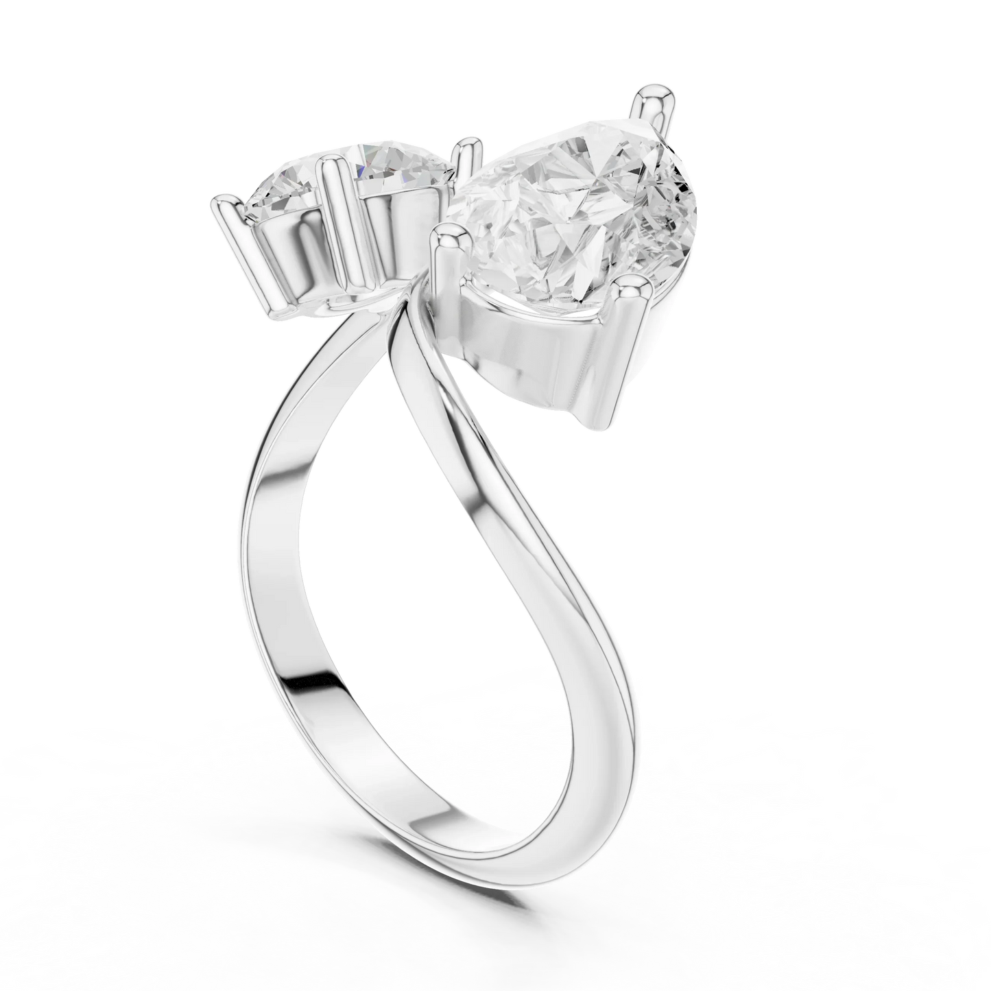 Round & Pear Diamond Bypass Ring